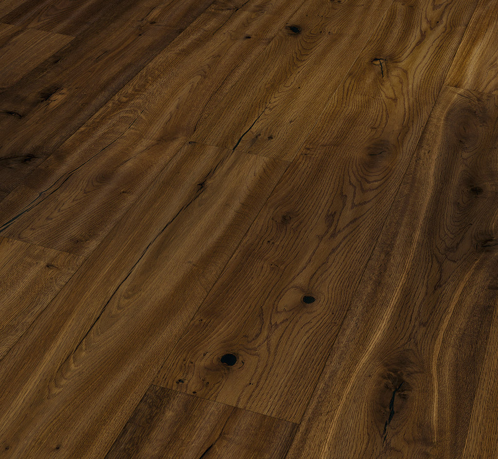 Oak smoked handscraped brushed