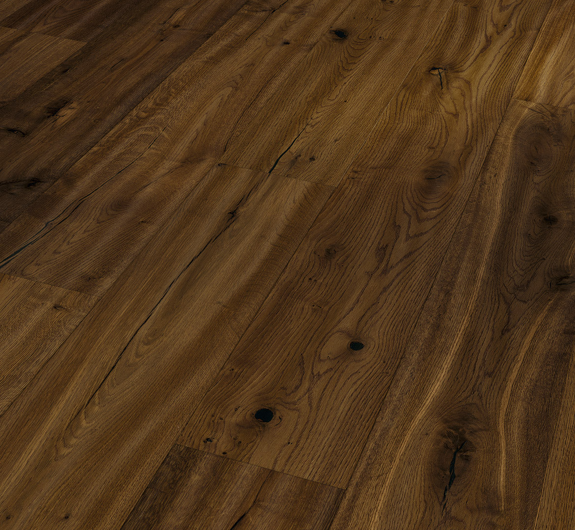 Oak smoked handscraped brushed